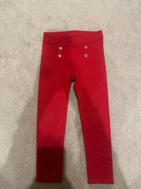 Janie and Jack Red Leggings with Gold Button Accents